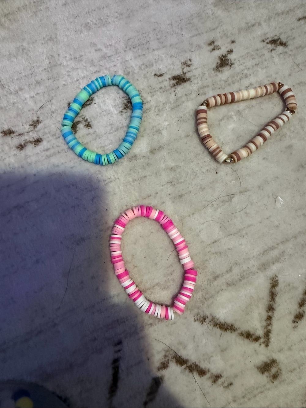 Kids Stretch Bead Bracelet Trio - Pink, Blue, Tan